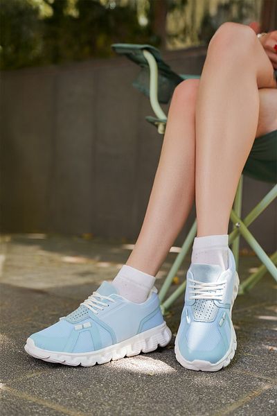 Marjin Women's Sneaker Eva Sole Knitted Knitwear Running and Walking Sports Shoes Renvis Blue
