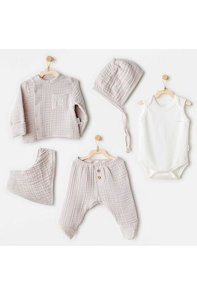 andywawa Ac25830 Natural Gift Muslin 5-Piece Hospital Release Gray