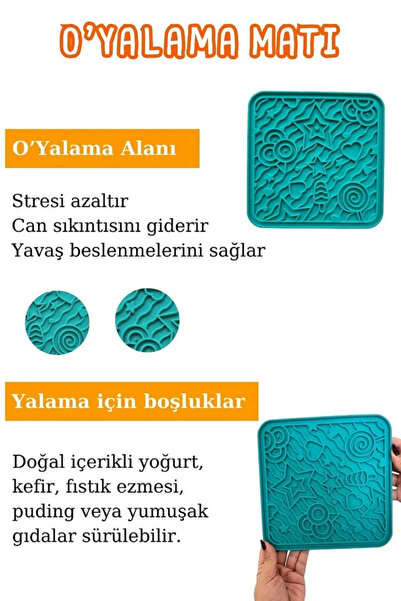 Patinut Turkuaz O'yalama Matı (Lick Mat) + Doğal Fıstık Ezmeli Ödül Maması