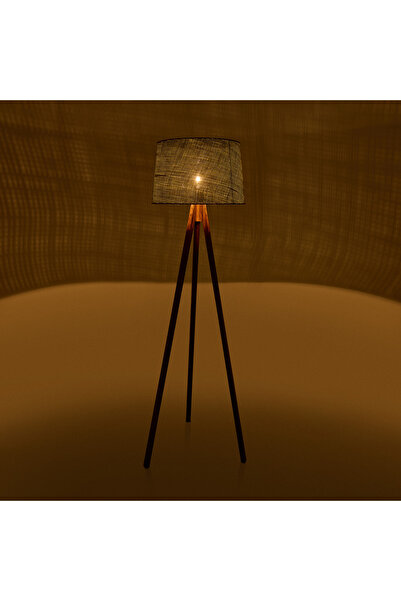 Evidea Lighting Calen Tripod Lambader - Yeşil / Ceviz - 140x35x35 cm