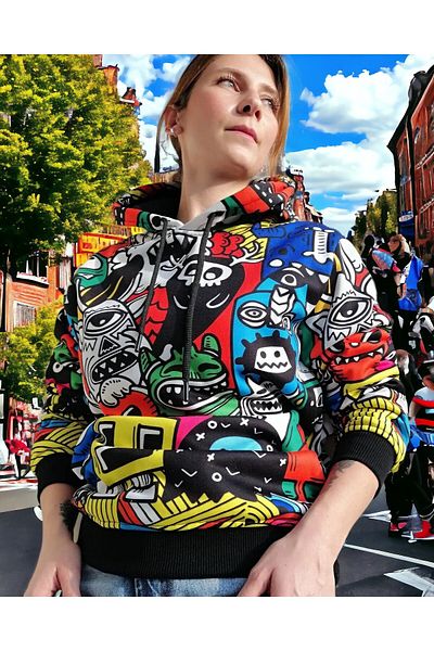 FG KONNİCHİWA ART DESIGN CONNICHIWA SPECIAL LIMITED NUMBER DESIGN SWEATSHIRT UNISEX HUDI