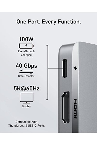 Anker موزع USB-C لأجهزة MacBook، موزع USB-C 547 (7 في 2)، متوافق مع منفذ Thunderbolt 4 USB C