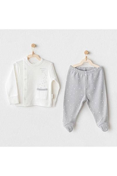 andywawa Ac25704 Side Snap Set Mommy's Little Star 2-Piece Bodysuit Set Gray