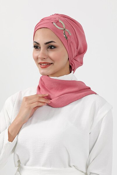 Aisha's Design Aerobin Fabric Ready-Made Turban with Accessories, Ht-94, Dark Pink