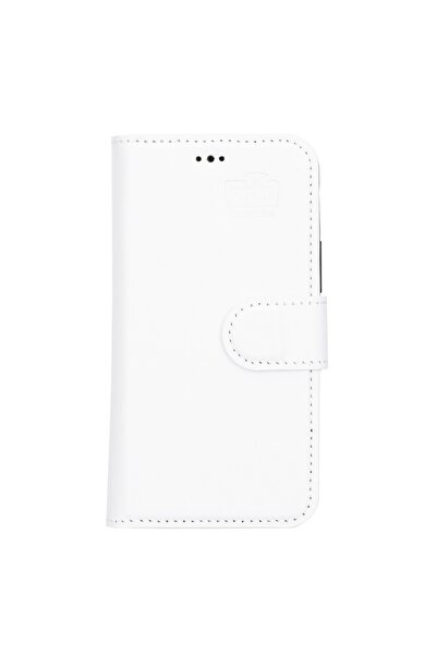 PLM Apple iPhone 13 Mini Uyumlu Deri Cüzdanlı Kılıf F3 Beyaz
