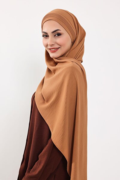 Aisha's Design Pleated Design Aerobin Shawl,Cps-90,Camel