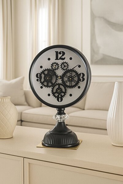 eco sepet Dekoratif Masa Üstü Saat, Metal Çarklı Masa Saati, Modern Ayaklı Sa...