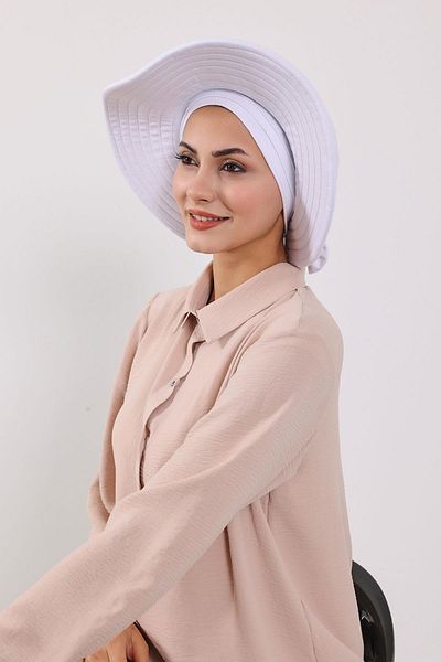 Aisha's Design Removable Combed Bonnet Turban with Bow Knot on the Back, S-4