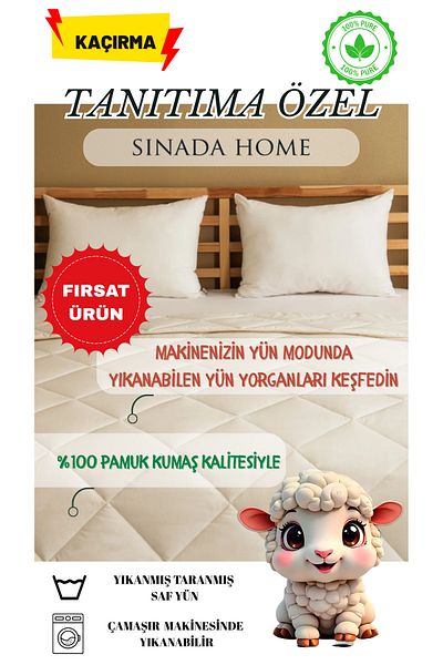 Sinada Single Machine Washable 100% Pure Wool 100% Cotton Fabric Non-Burning Non-Sweating Quilt