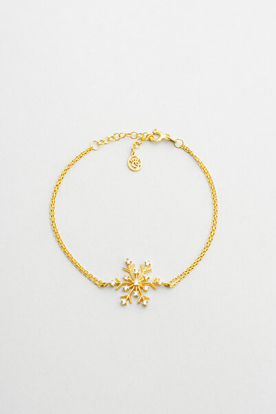 So CHIC... Karlar Diyarı 18 Ayar Sarı Altın Kaplama 20 Cm Gümüş Bileklik