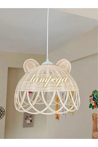 Lampega rattan bambu kedi kulakli hasır avize