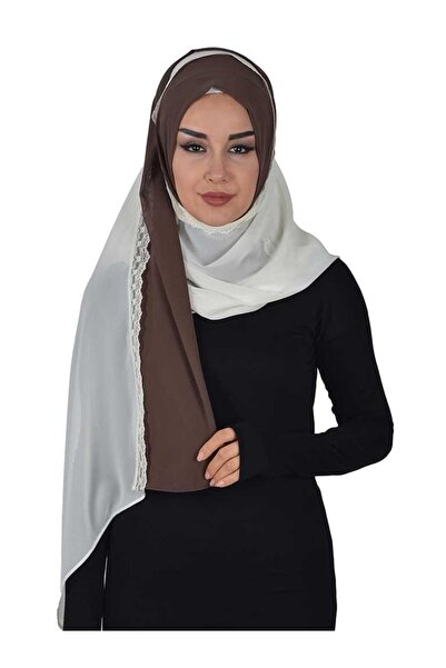 Ayşe Tasarım Practical Chiffon Shawl,Ps-23,Brown - Cream