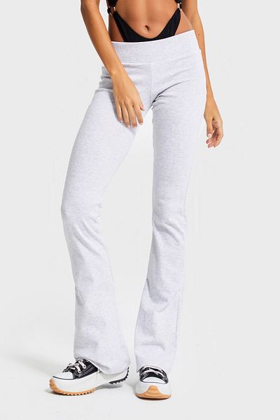 its basic Women's Gray Melange Color S5-107 Slim Fit Super Stretch Fabric Flare Fit Pants