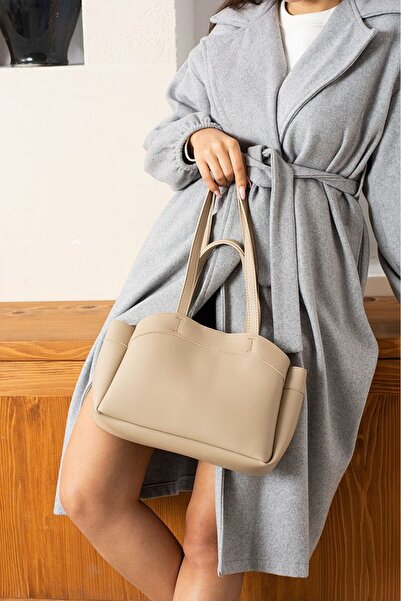 Rivina Geantă de mână și geantă de umăr pentru femei cu detaliu de portofel cu capac magnetic Crem University