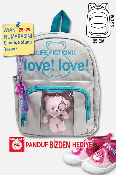welissa Kindergarten Nursery Backpack School Bag + Walking Slippers Size 25-29 with Gift