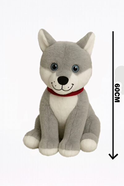 POLLYTOYS Peluş Tasmalı Kurt Köpek - 60 cm