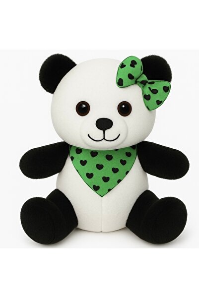 POLLYTOYS باندا أخضر بمشبك 35 سم – دمية قطيفة لطيفة وهدية