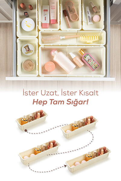 Vienev 6'lı Set Ayarlanabilir Çekmece Içi Düzenleyici Kutu – Uzayıp Kısalabilen Organizer Seti (3A1B1C1D)