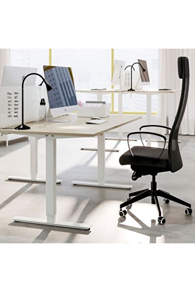 IKEA TROTTEN, yüksekliği ayarlanabilen çalışma masası, bej-beyaz, 160x80 cm