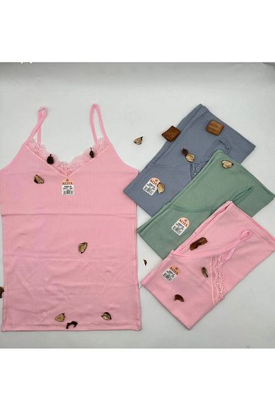 KOTA Reported 100% Cotton Lace Detailed 3 Pcs Colorful Undershirt