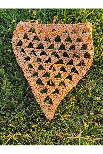 Momsada Triangle Pattern and Model Bandana, Paper Rope Hand Knitted Bandana, Scarf, Accessory