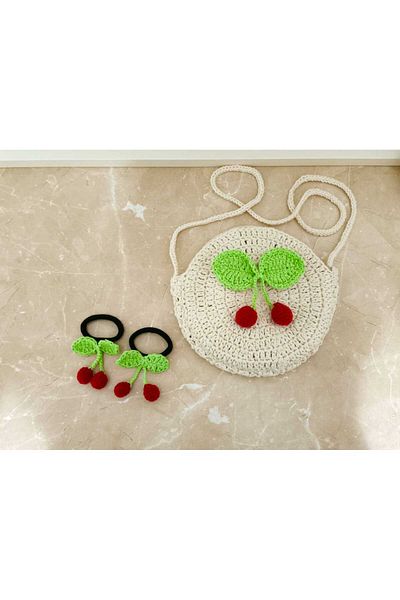 Momsada Children's Bag Set / Cherry Patterned White Children's Bag