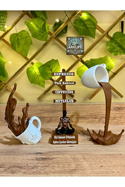 ARKlife 3D Electronic Kahve Köşesi Dekoratif 3lü Set Özel Tasarım Yoga Tabela...