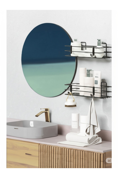 yodis 2 قطعة رف حمام مع خطافات لاصقة شماعة دش حمام سوداء غير لامعة