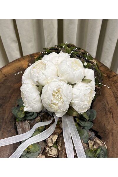 Pika Incili Şakayık Gelin Çiçeği Gelin Buketi - Damat Yaka Çiçeği - Gelin Çiçeği