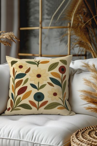 Belle Benoit Set of 2 Embroidery Patterned, Double-Sided Printed, Decorative Throw Pillow Case – Bohemian Style, Zippered