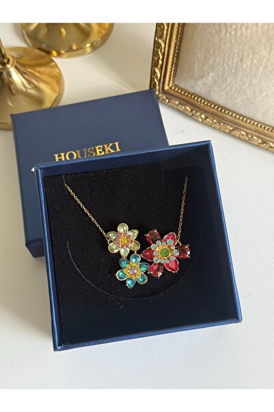 HOUSEKİ قلادة من الفولاذ ماركة Swr موديل ثلاث زهور (شحن في صندوق)