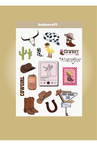 badecraft Kovboy Sticker- Kitaplar İçin Kovboy Temalı Sticker- Defter Ajanda ...