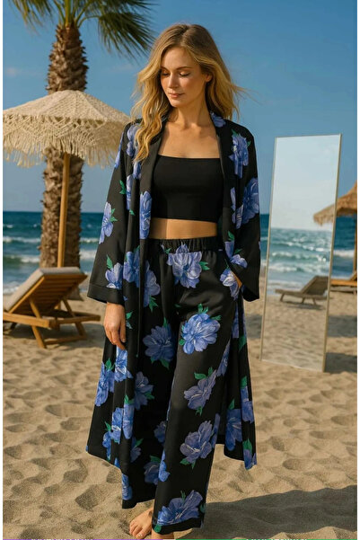 Jessica Dafer Vegas Krep Saten İkili Kimona Takım Tasarım