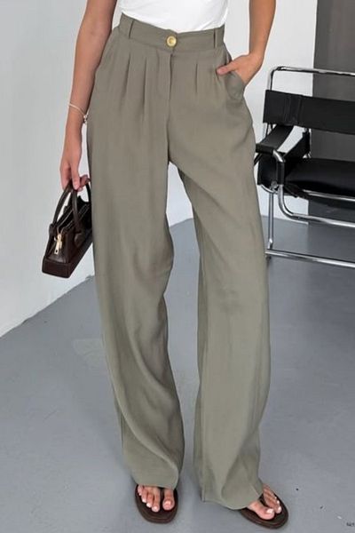 Feela Moda Women's Modal Cupra Woven Pleated Palazzo Pants 2022