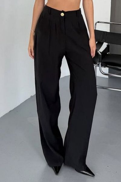 Feela Moda Women's Modal Cupra Woven Pleated Palazzo Pants 2022