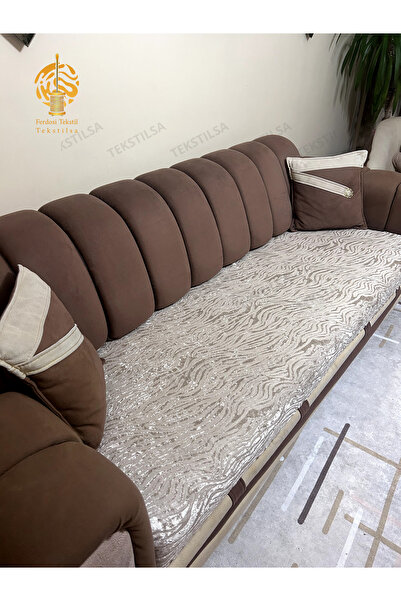 Tekstilsa Süngerli Koltuk Örtüsü Yeni Moda Bej Rengi 1adet 210*170 Cm Kaydırmaz