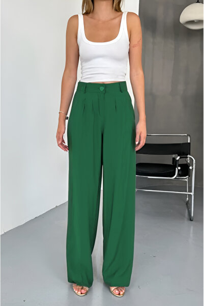 Feela Moda Women's Modal Cupra Woven Pleated Palazzo Pants 2022