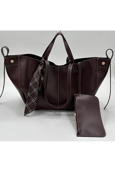 Elanore Large Size Women's Hand and Shoulder Bag with Wallet and Snap Detail on the Sides