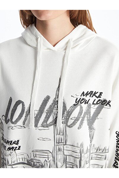 LC Waikiki XSIDE εμπριμέ μακρυμάνικο oversize γυναικείο φούτερ (S4)