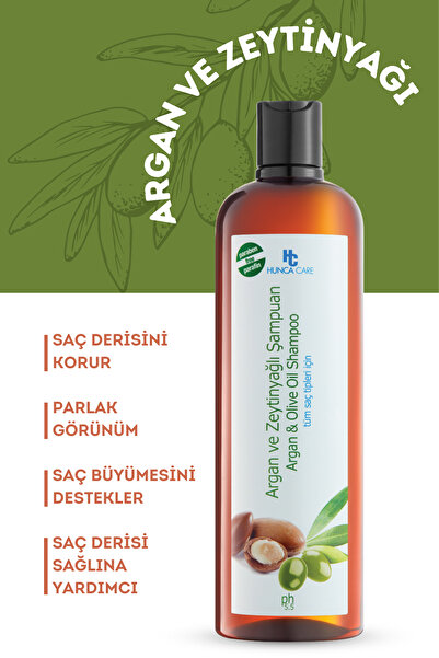 Hunca Care Argan & Zeytinyağlı Şampuan, Dökülme Karşıtı, Besleyici ve Onarıcı, 675 ml