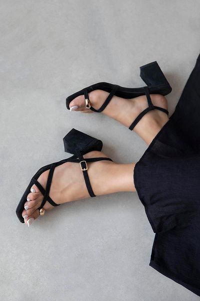 STRASWANS Ketrin Women's Suede Sandals Black