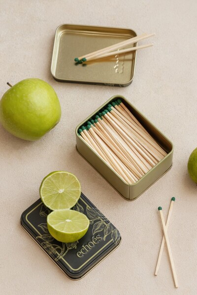 Echoes Candle & Scent Lab. Inhale Nature Teneke Kibrit Kutusu - 120 Adet Yeşi...