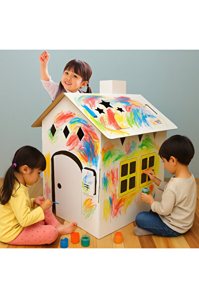 CARBOY Casuta din carton pentru colorat, joc de indemanare