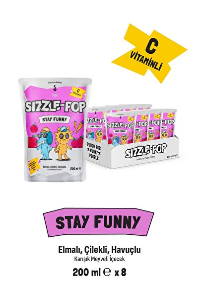 SIZZLE-POP Stay Funny Havuç Kirmizi Elma Çi̇lek Meyve Suyu 200 Ml X 8 Adet
