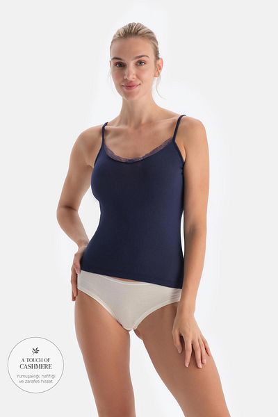 Dagi Navy Blue 5017Kc Modal Cashmere Lace Detailed Athlete