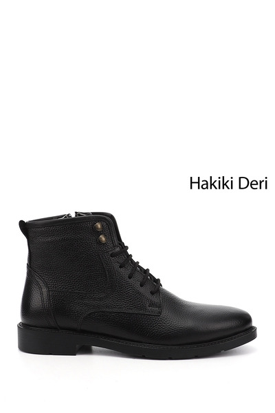 GÖNDERİ(R) Czarne, zapinane na zamek, klasyczne buty męskie ze skóry naturalnej