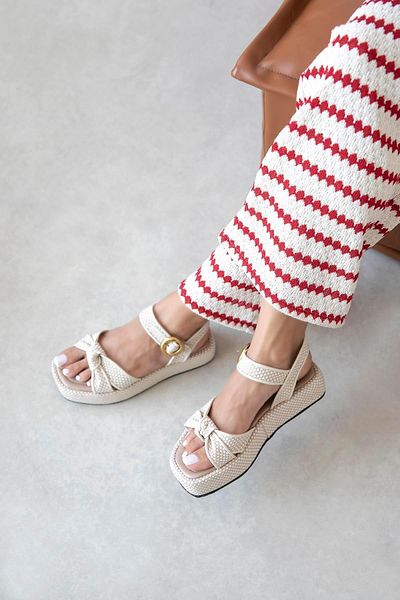 STRASWANS Motta Women's Straw Sandals Beige