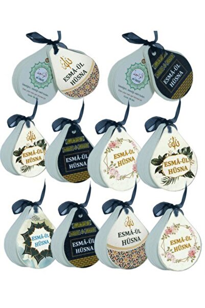 Coral Dağıtım Esma-ül Hüsna Damla Şekilli Kartela (10'lu Paket) Arapçası, Tür...