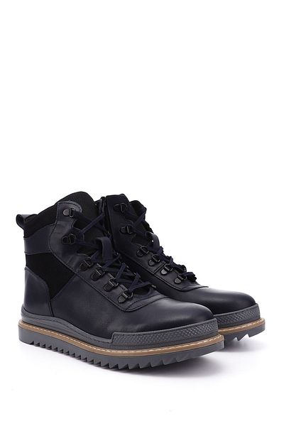 GÖNDERİ(R) Men's Navy Blue Zippered Genuine Leather Outdoor Boots