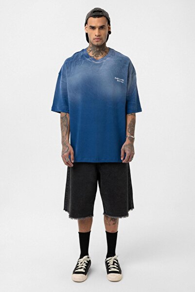 VAMOSCLO Μπλουζάκι με λεπτομέρεια γραφής που πλένεται oversized Indigo